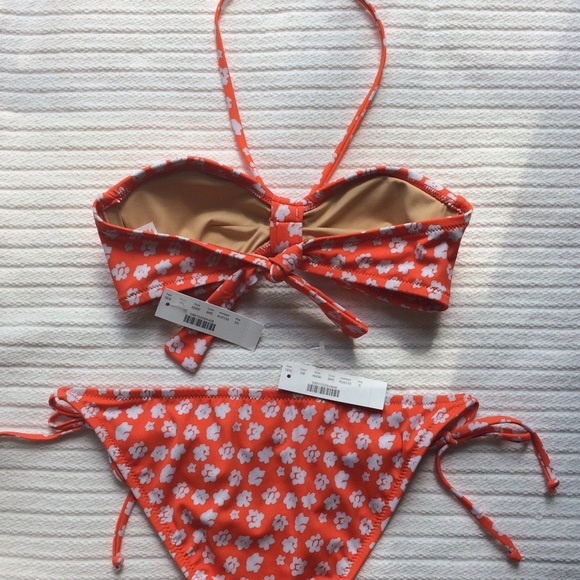 J. Crew Orange Floral Bikini top XS, bottom is S - Picture 2 of 9
